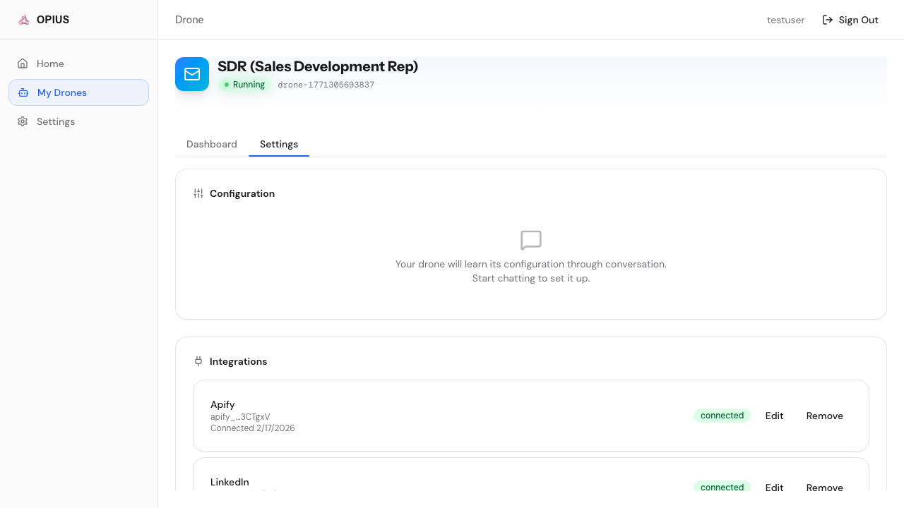 Integrations in Settings